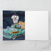 Maltezer hond Halloween vrachtwagen eng Nacht Kaart (Binnen)