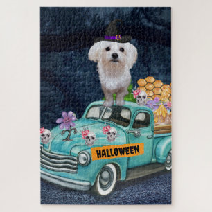 Maltezer Hond Halloween Vrachtwagen Griezelnacht Legpuzzel
