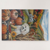 Maltezer Hond Herfst Oogst Dankdag Legpuzzel (Horizontaal)