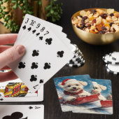 Maltezer hond in slee Laat het sneeuwen Kerstmis Pokerkaarten (Insitu)
