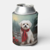 Maltezer Hond in Sneeuw Kerstmis Blikjeskoeler (Blikje Voorkant)