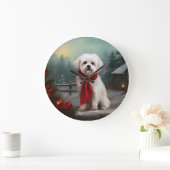 Maltezer Hond in Sneeuw Kerstmis Grote Klok (Huis)