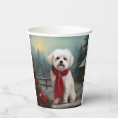 Maltezer Hond in Sneeuw Kerstmis Papieren Bekers (Achterkant)