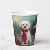 Maltezer Hond in Sneeuw Kerstmis Papieren Bekers (Voorkant)
