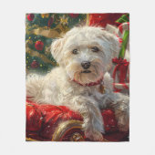 Maltezer Hond Kerst Feestelijk Fleece Deken (Voorkant)