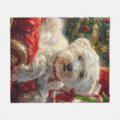 Maltezer Hond Kerst Feestelijk Fleece Deken (Voorkant (Horizontaal))