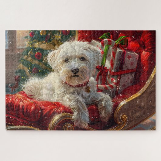 Maltezer Hond Kerst Feestelijk Legpuzzel (Horizontaal)