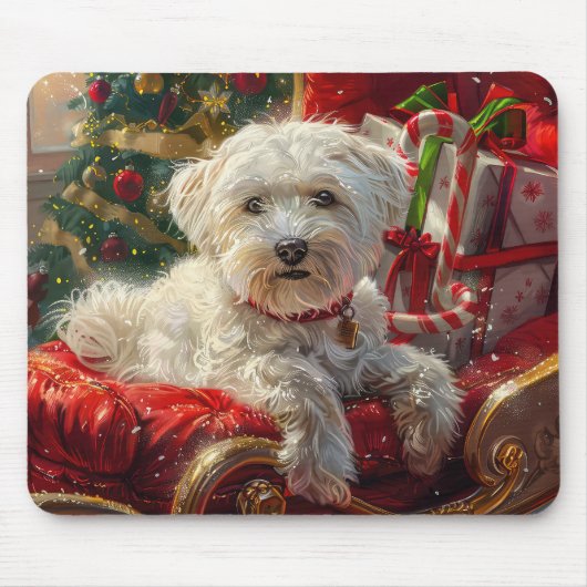 Maltezer Hond Kerst Feestelijk Muismat (Voorkant)