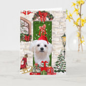 Maltezer Hond Kerstmis  Kaart (Gele Bloem)