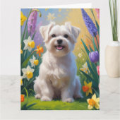 Maltezer Hond Lente Bloemen Schilderij Kaart (Voorkant)