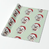 Maltezer hond met kerstmuts cadeaupapier (Uitgerold)