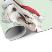 Maltezer hond met kerstmuts cadeaupapier (Rol Hoek)