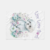 Maltezer Hond Moeder Bloem Fleece Deken (Voorkant (Horizontaal))