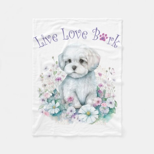 Maltezer Hond Moeder Bloem Fleece Deken (Voorkant)