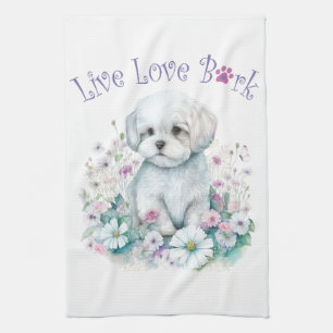 Maltezer Hond Moeder Bloem Theedoek