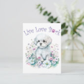Maltezer Hond Moeder Bloemstuk Briefkaart (Staand voorkant)