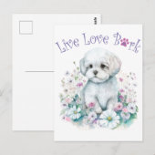 Maltezer Hond Moeder Bloemstuk Briefkaart (Voorkant / Achterkant)