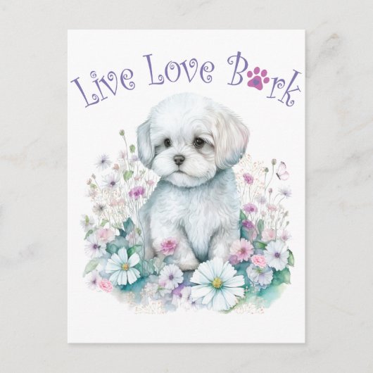 Maltezer Hond Moeder Bloemstuk Briefkaart (Voorkant)
