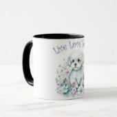 Maltezer Hond Moeder Bloemstuk Mok (Voorkant links)