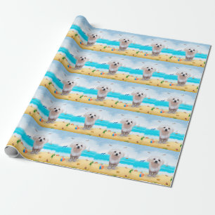 Maltezer hond op het strand cadeaupapier
