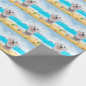 Maltezer hond op het strand cadeaupapier (Hoek)