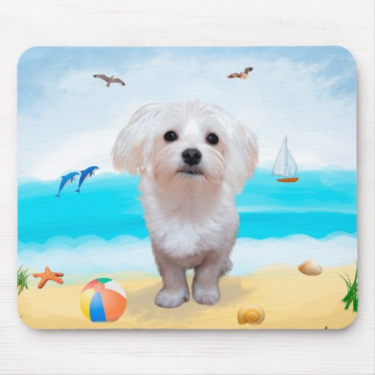 Maltezer hond op het strand muismat (Voorkant)