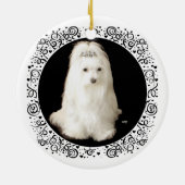Maltezer Hond op Zwarte Keramisch Ornament (Achterkant)