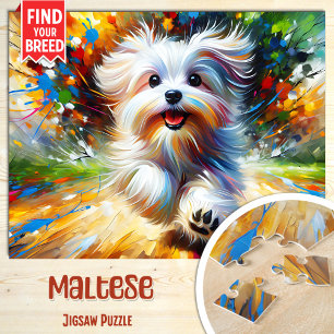 Maltezer Hond Portret Acryl Kunstprint Hond Liefhe Legpuzzel