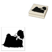 Maltezer Hond Pup Lang Haar Rubberstempel (Gestempeld)