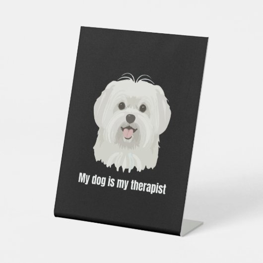 Maltezer hond reclamebord met voetstuk (Voorkant)