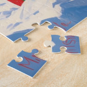 Maltezer hond rent in de sneeuw met kerstmuts legpuzzel (Zijkant)