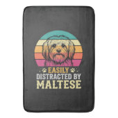 Maltezer Hond Retro Zonsondergang Afleid Badmat (Voorkant Verticaal)