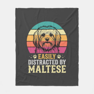Maltezer Hond Retro Zonsondergang Afleid Fleece Deken