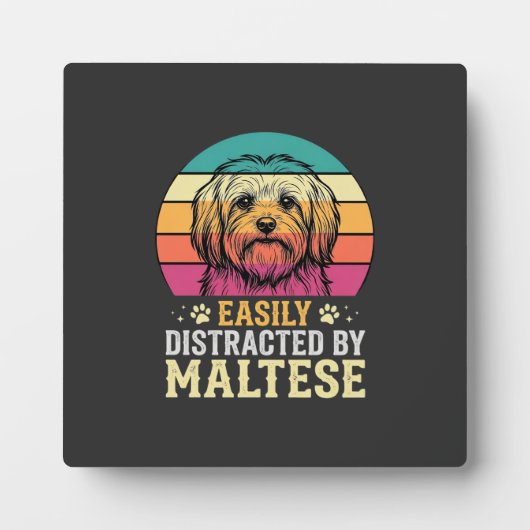 Maltezer Hond Retro Zonsondergang Afleid Fotoplaat (Voorkant)