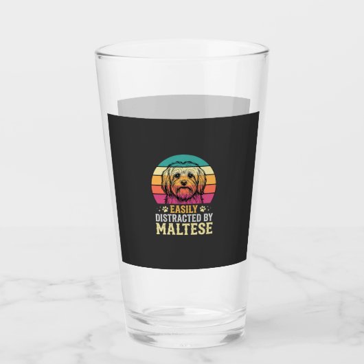 Maltezer Hond Retro Zonsondergang Afleid Glas (Voorkant)