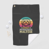 Maltezer Hond Retro Zonsondergang Afleid Golfhanddoek (Insitu)