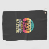 Maltezer Hond Retro Zonsondergang Afleid Golfhanddoek (Horizontaal)