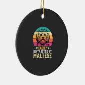 Maltezer Hond Retro Zonsondergang Afleid Keramisch Ornament (Rechts)