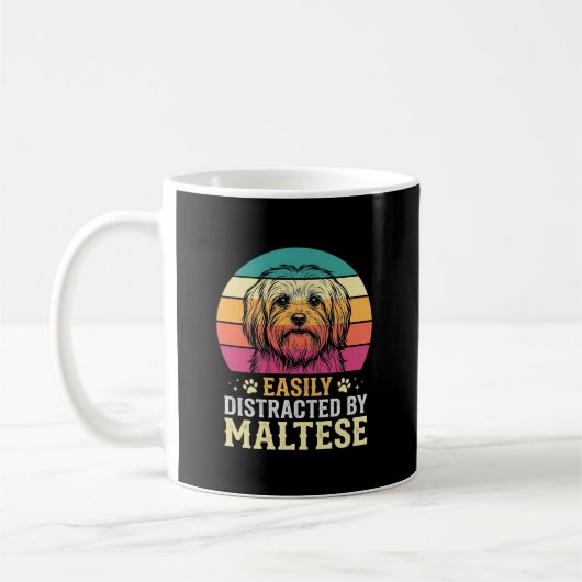 Maltezer Hond Retro Zonsondergang Afleid Koffiemok (Links)