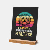 Maltezer Hond Retro Zonsondergang Afleidend Acryl Bord (Hoek)