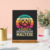 Maltezer Hond Retro Zonsondergang Afleidend Acryl Bord (Huwelijk)