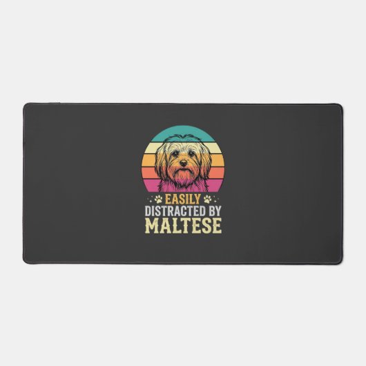 Maltezer Hond Retro Zonsondergang Afleidend Bureaumat (Voorkant)