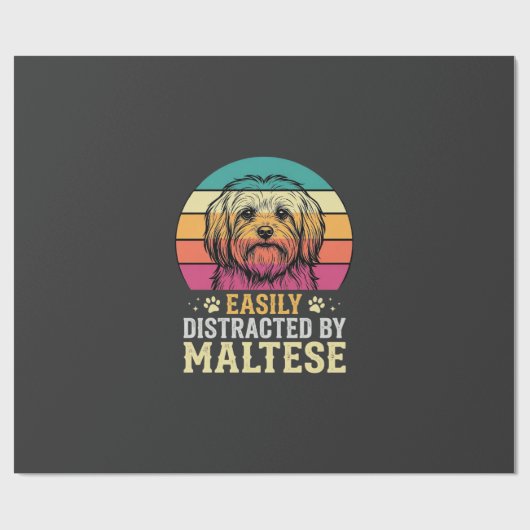 Maltezer Hond Retro Zonsondergang Afleidend Cadeaupapier (Vlak)