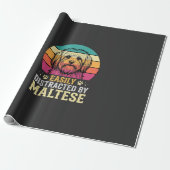 Maltezer Hond Retro Zonsondergang Afleidend Cadeaupapier (Uitgerold)