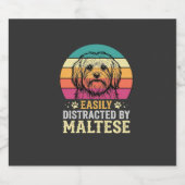 Maltezer Hond Retro Zonsondergang Afleidend Sparkling Wijnetiket (Enkel label)
