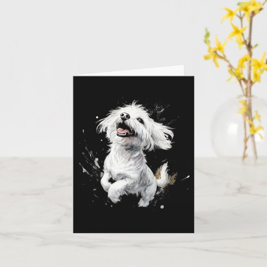 Maltezer Hond Speelse Hond Liefhebber  Kaart (Gele Bloem)