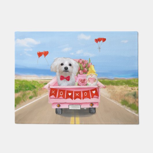 Maltezer hond Valentijnsdag vrachtwagen Deurmat (Voorkant)