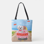Maltezer hond Valentijnsdag vrachtwagen Tote Bag (Achterkant)