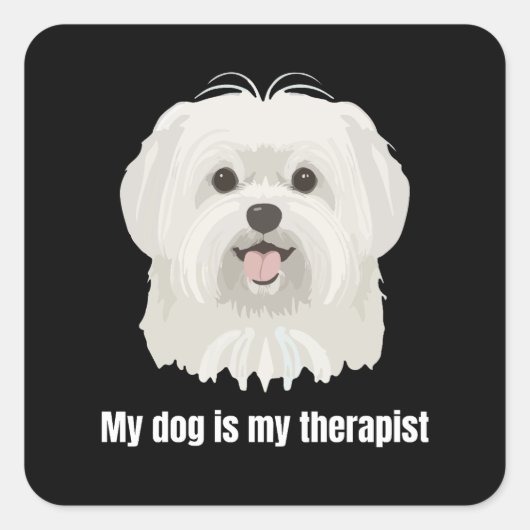 Maltezer Hond Vierkante Sticker (Voorkant)