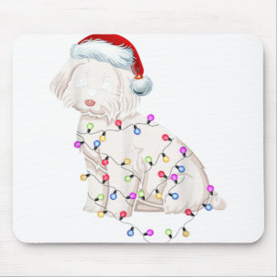 Maltezer honden kerst kostuum kerstmannenhoed Kers Muismat